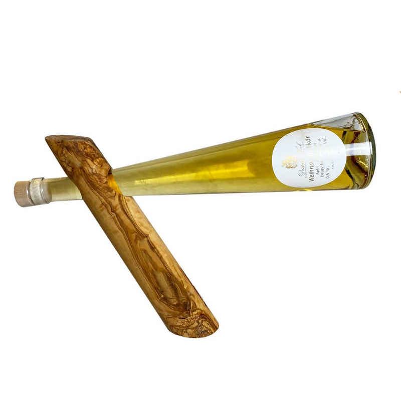 NATUREHOME Weinflaschenhalter Weinflaschenhalter Olivenholz diagonal stehend elegant, edel, (1-St), Handarbeit, Nachhaltig