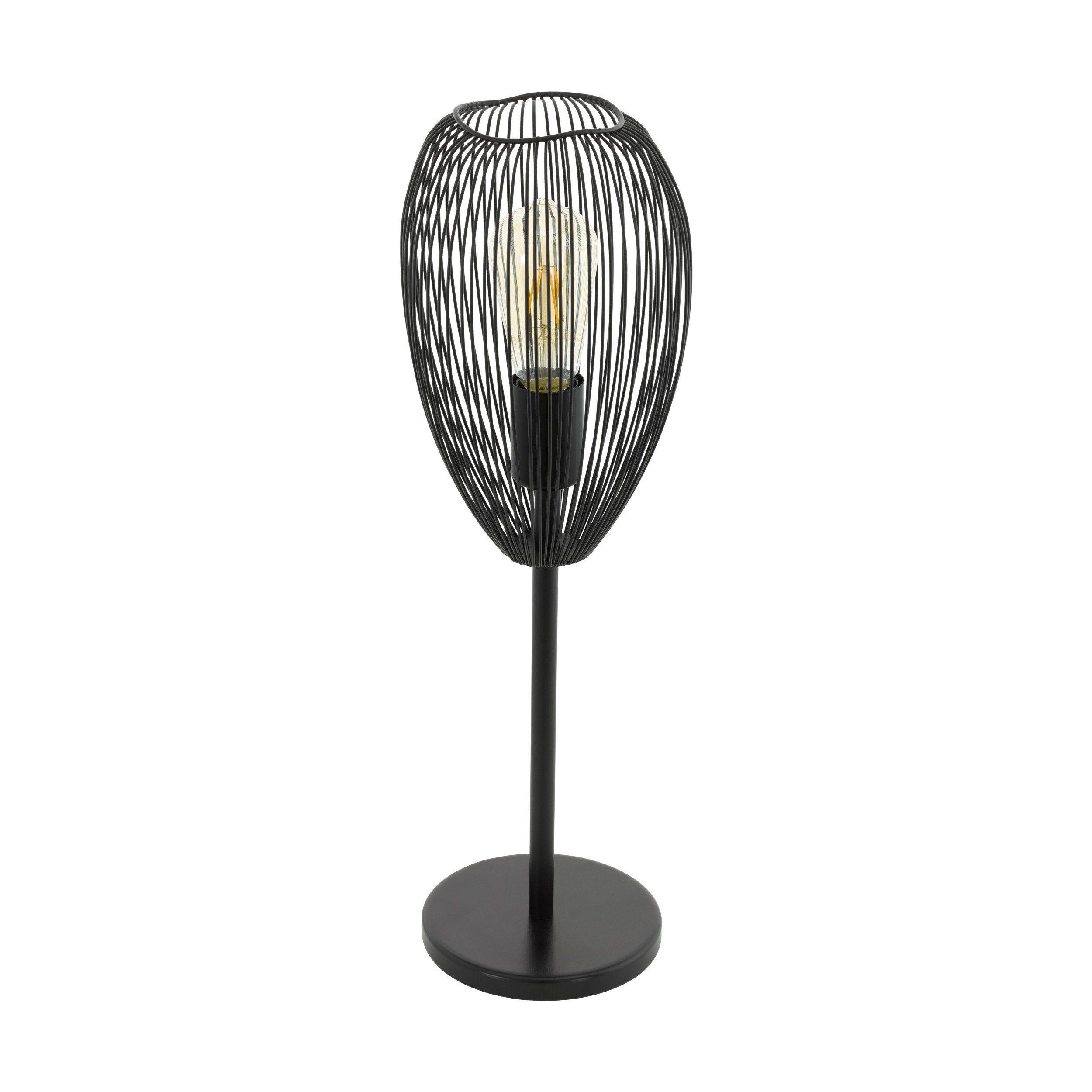 EGLO LED Tischleuchte Clevedon, Leuchtmittel exklusive, moderne Tischleuchte, Nachttischleuchte Stahl, Schwarz, E27, Schalter