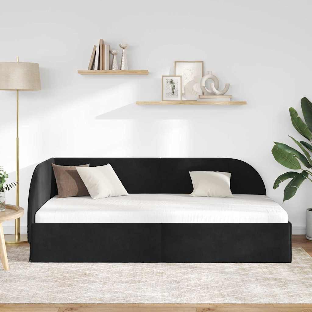 vidaXL Bett Eckbettgestell Schwarz 80 cm x 200 cm Polyester und Sperrholz ( günstig online kaufen
