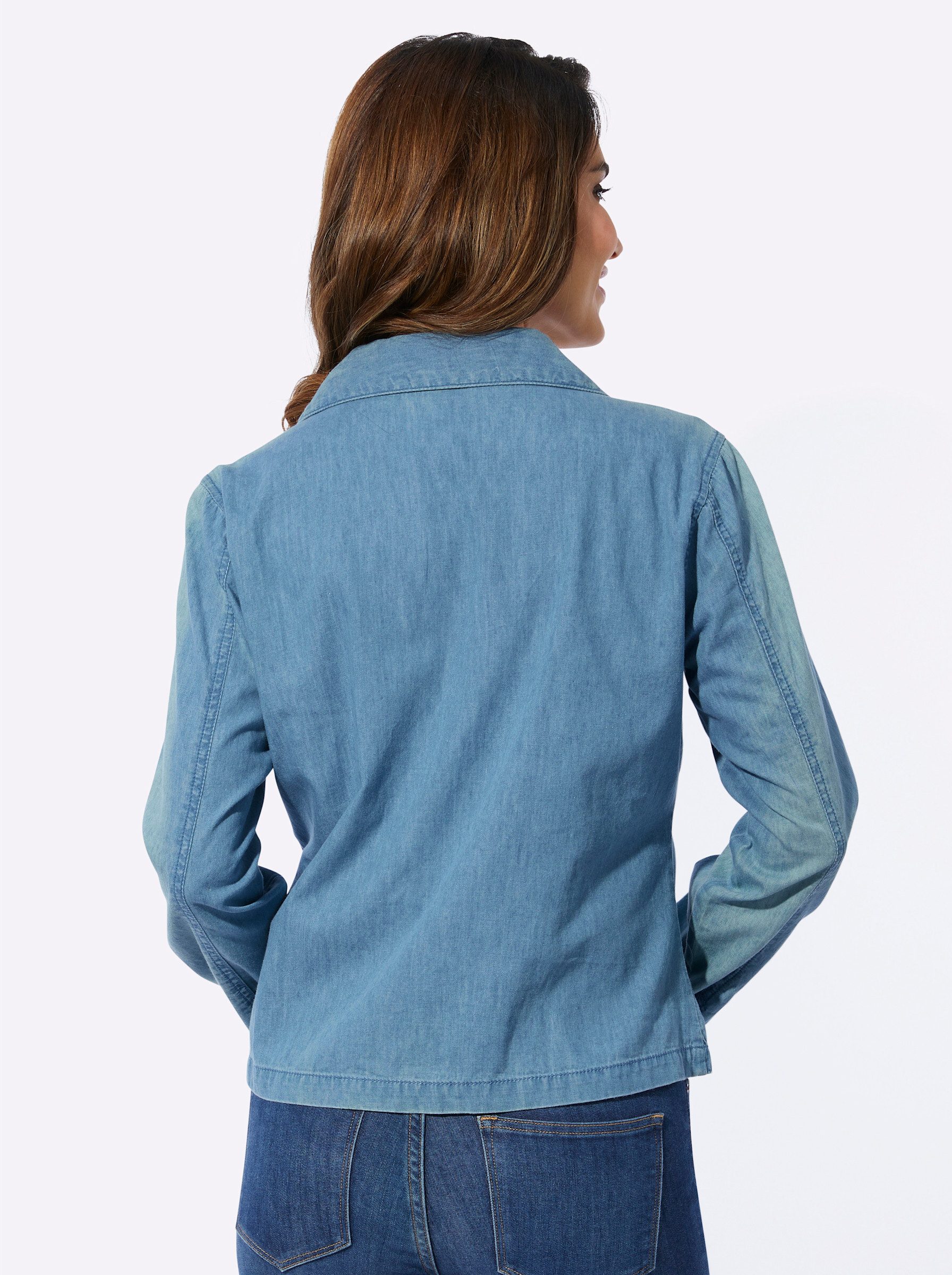 Sieh an! Blusenblazer Jeans-Blazer Langarm