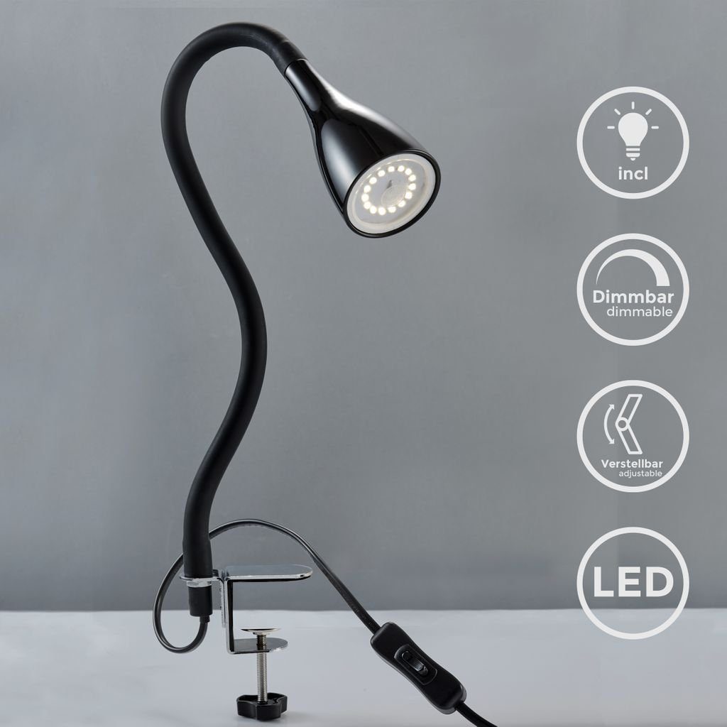 B.K.Licht Tischleuchte LED Klemmleuchte dimmbar flexibel günstig online kaufen