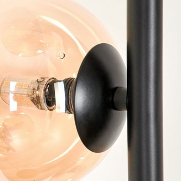 hofstein Stehlampe Stehlampe aus Metall/Glas in Schwarz/Bernsteinfarben, ohne Leuchtmittel, mit Glasschirmen (10, 12 cm), Fußschalter, 6x G9, ohne Leuchtmittel