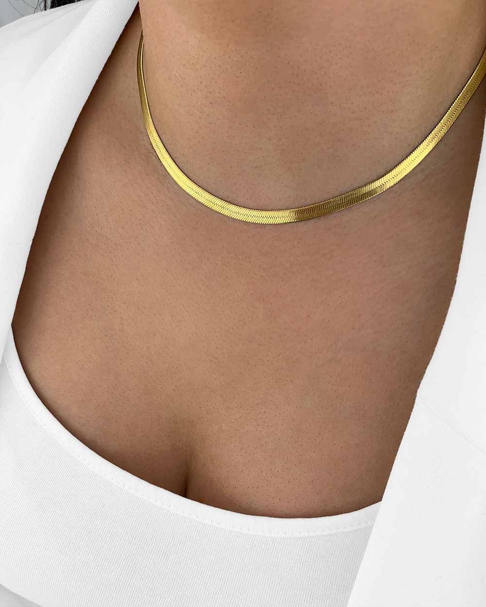DANIEL CLIFFORD Schlangenkette 'Jasmine' Damen Halskette Silber 925 vergoldet Choker (inkl. Verpackung), größenverstellbare Silberkette, 4,5mm Breite – Bild 5 von 5
