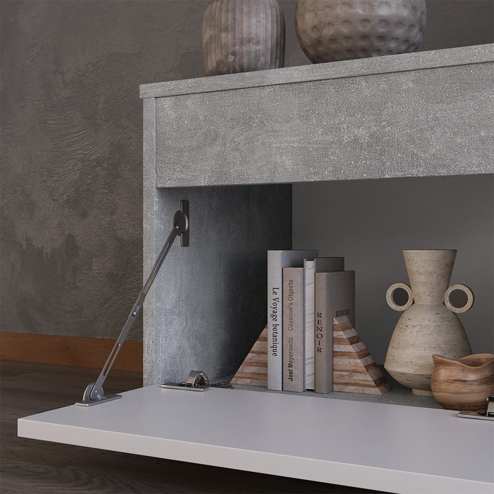 Vicco Wohnwand Berno, Beton/Weiß, 2 Teile, (1-St)