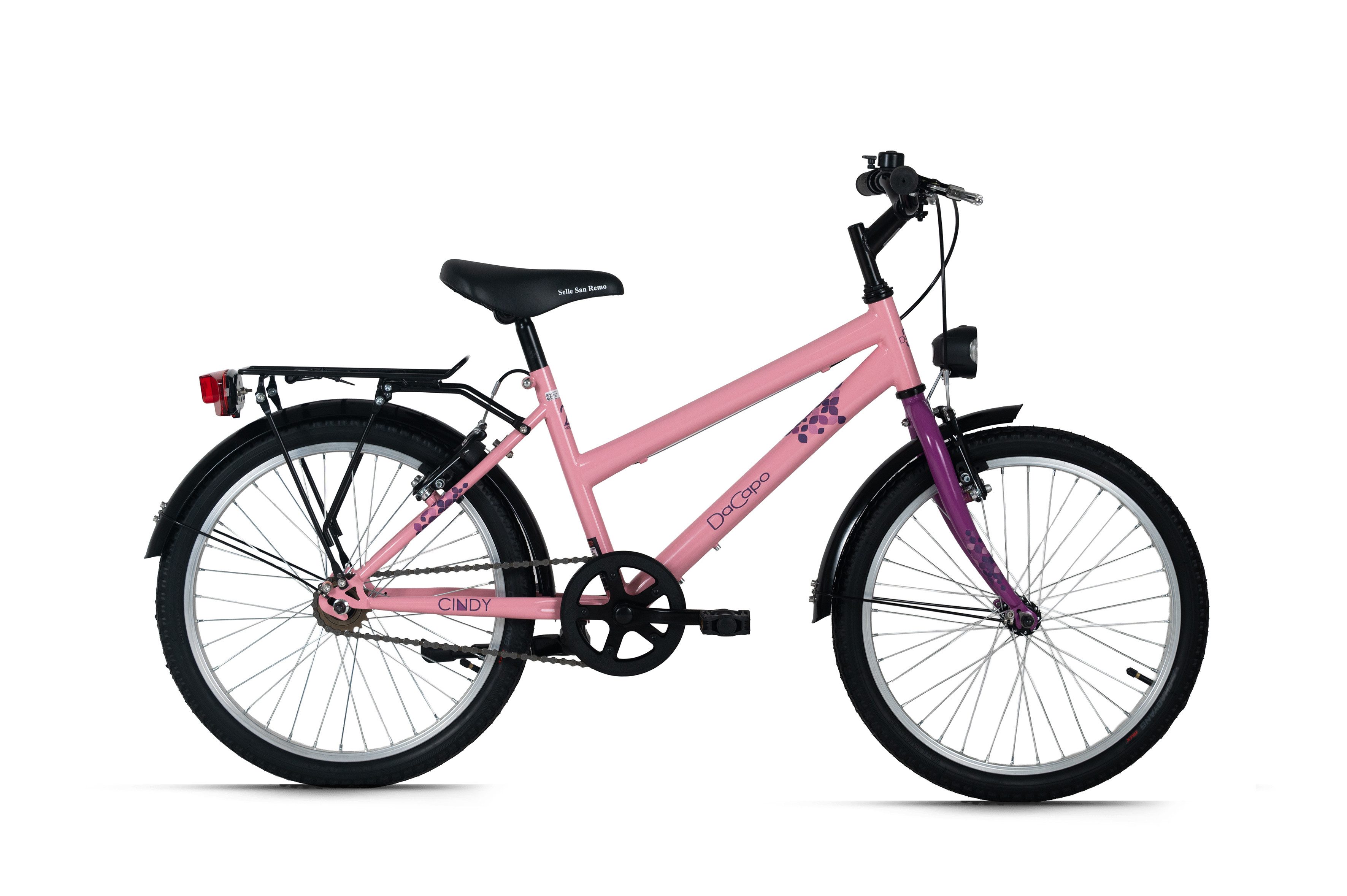 Kinderfahrrad 20" Cindy Rosa 1 Gang RH 27 cm mit Beleuchtung - Ab 6 Jahre