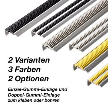 Karat Treppenkantenprofil Power Grip Doppel-Gummi, verschiedene Farben & Größen, Vorgebohrt