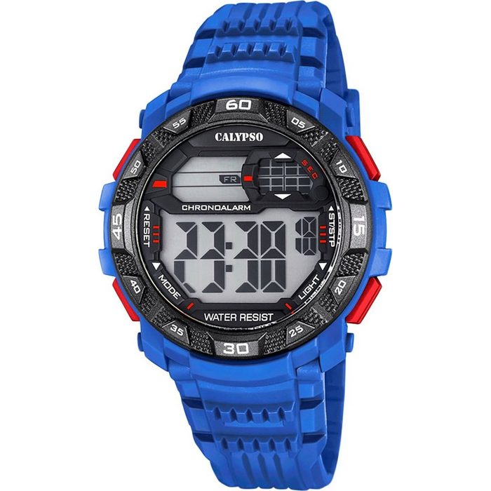 CALYPSO WATCHES Digitaluhr Calypso Herren Uhr K5702/2 Kunststoff PUR (Armbanduhr) Herren Armbanduhr rund PURarmband blau Sport