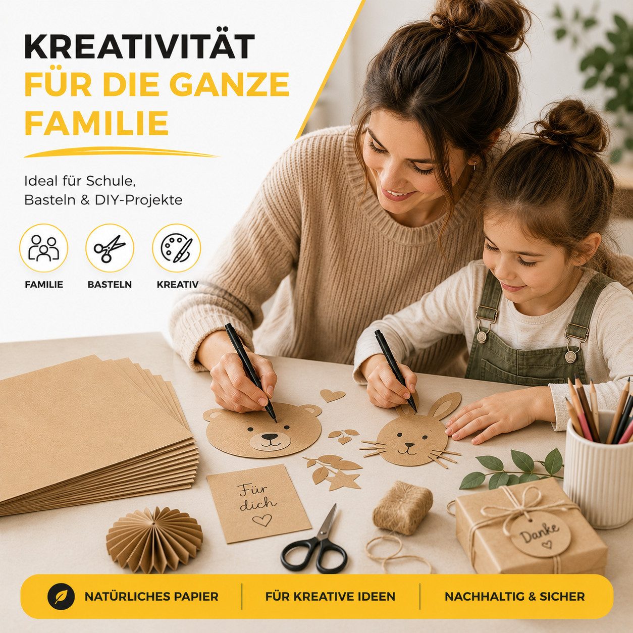 DIYtastic Kraftpapier 100 Blatt braunes Kraftpapier DIN A4, 160 g/m² – Bild 2 von 5