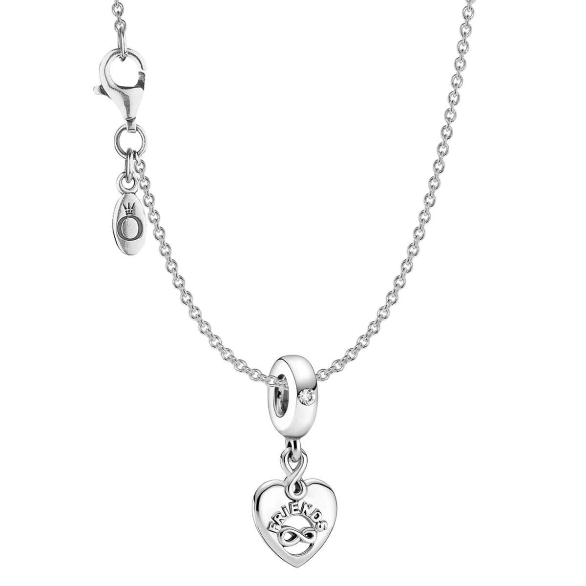 Pandora Herzkette 51780, für Damen-Kette 925 Silber Freunde für immer Herz