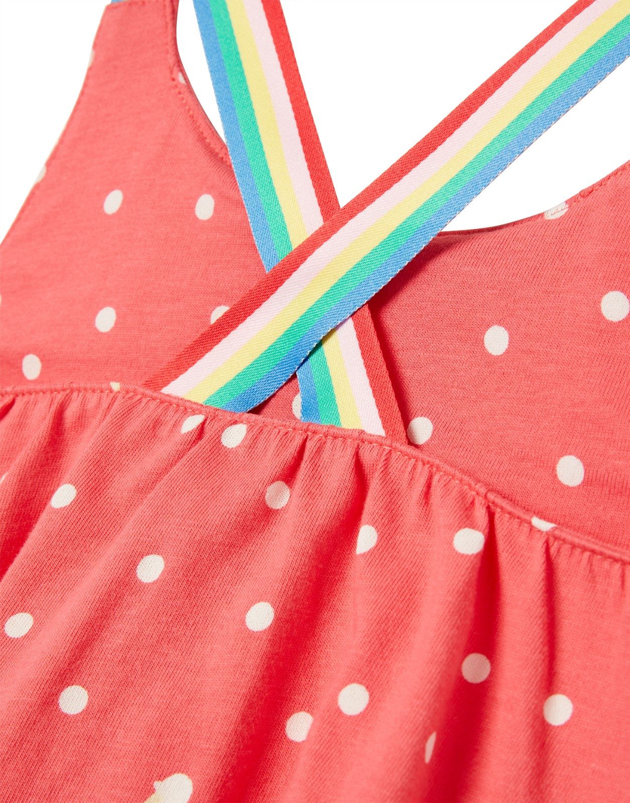 Tom Joule Trägertop TOM JOULE Top pink mit Tupfern und Regenbogenträgern