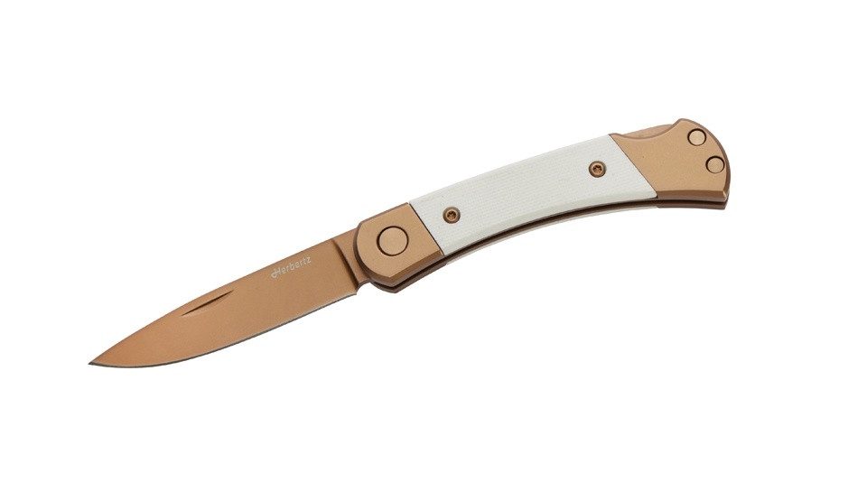 Herbertz Taschenmesser Herbertz, Taschenmesser, Titanbeschichtung Rosengold, D2, Small, Weiß, (1 St), Titanbeschichtung
