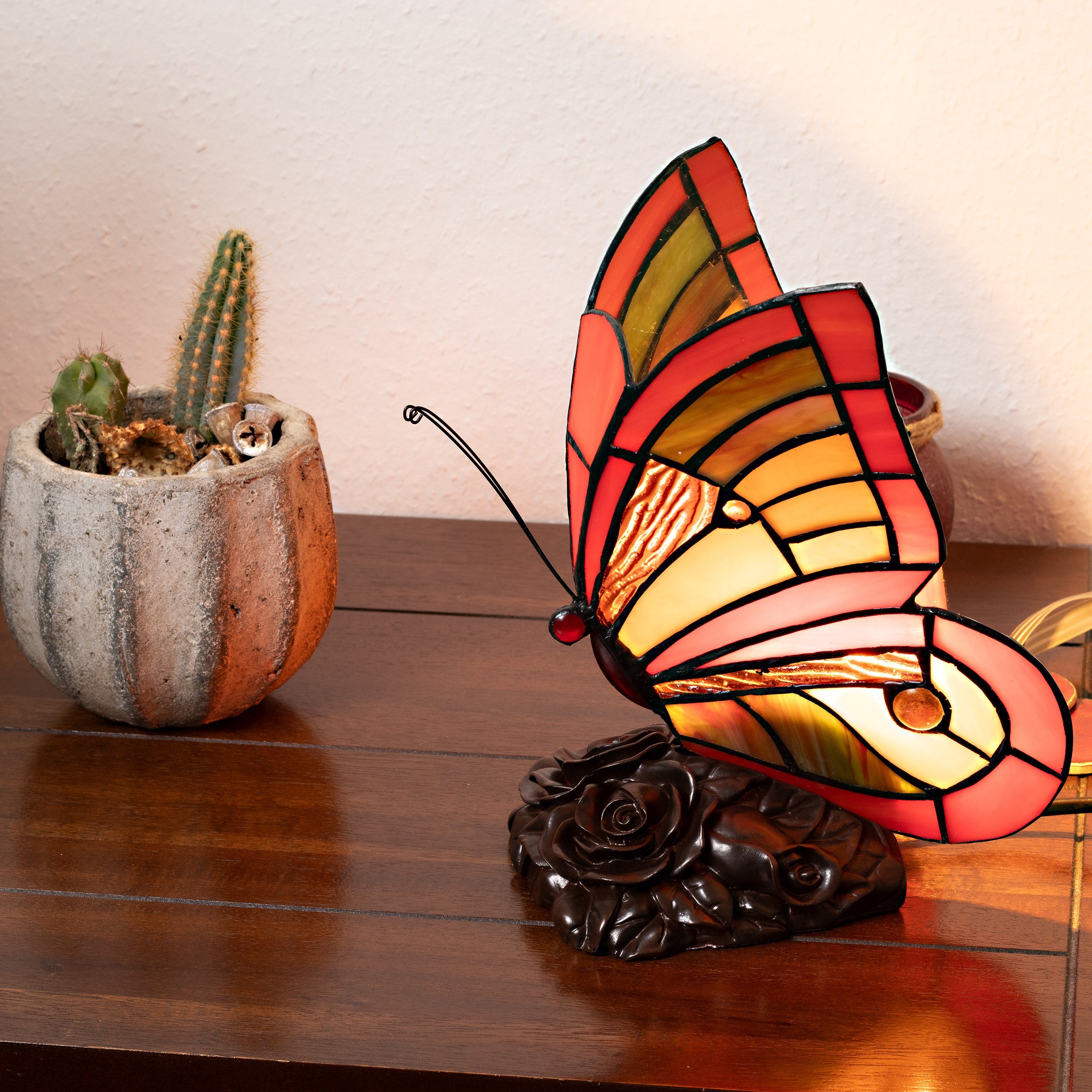 BIRENDY Stehlampe Tischlampe Tiffany-Style 200 Leuchte Dekorationslampe Schmetterling