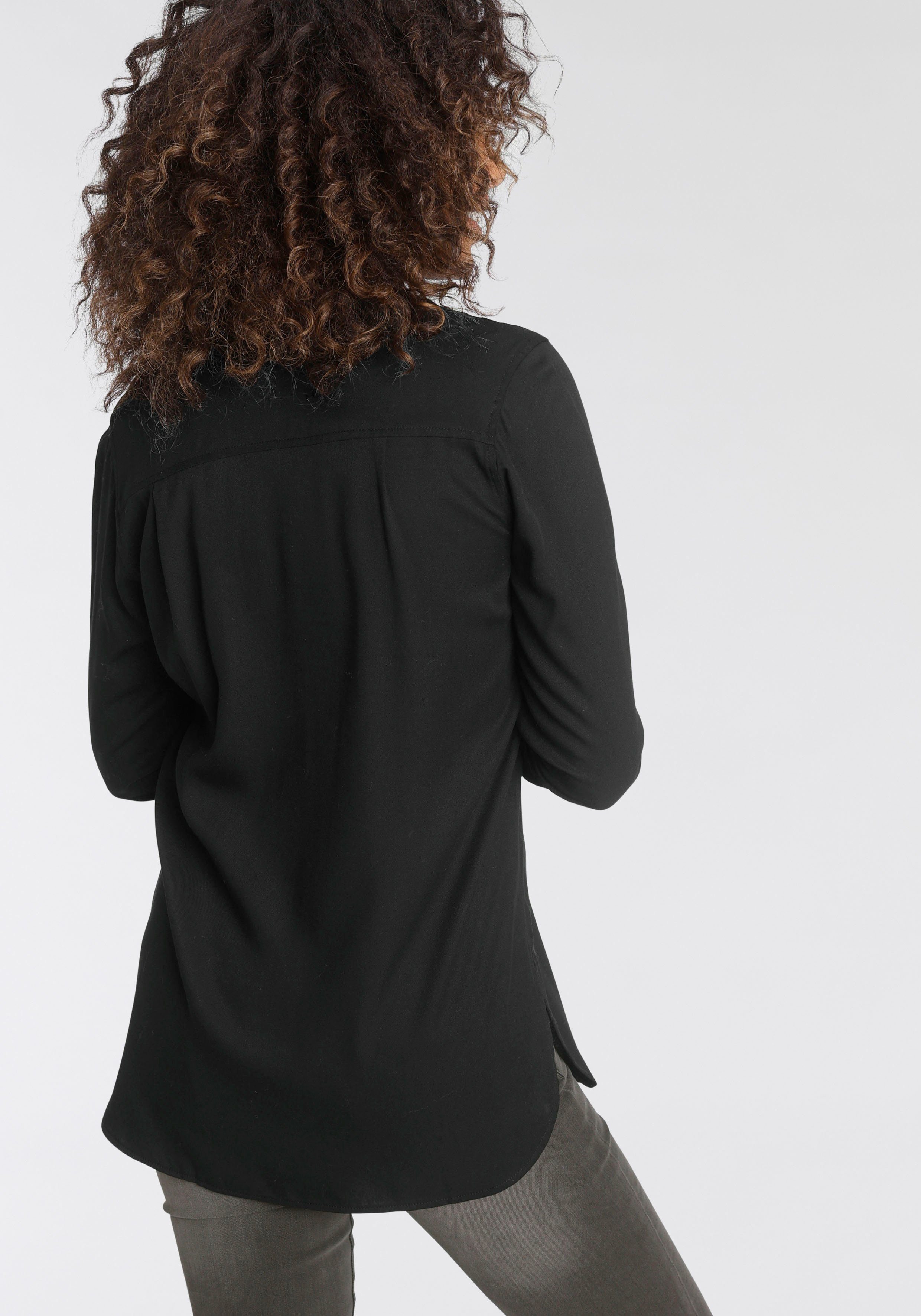 Tamaris Hemdbluse im schwarz (aus nachhaltigem Oversize-Look Material)