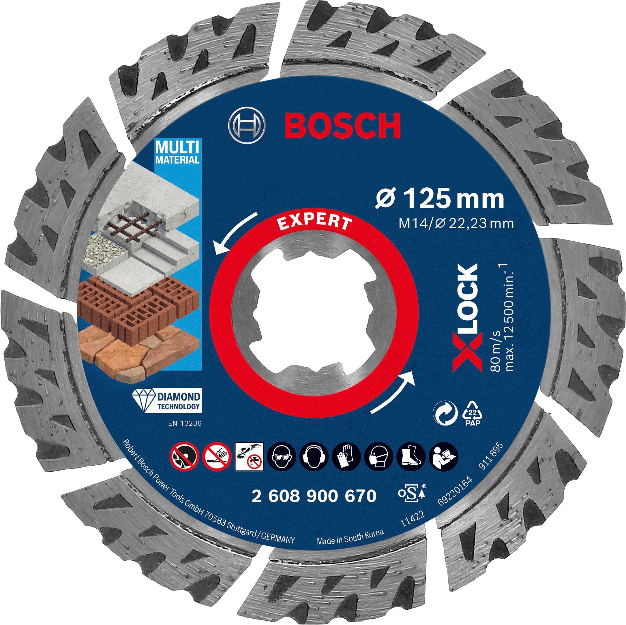 (1-tlg), 12 mm, x Professional Diamanttrennscheibe Ø 22,23 MultiMaterial mm X-LOCK, x 125 Bosch 2,4 Expert