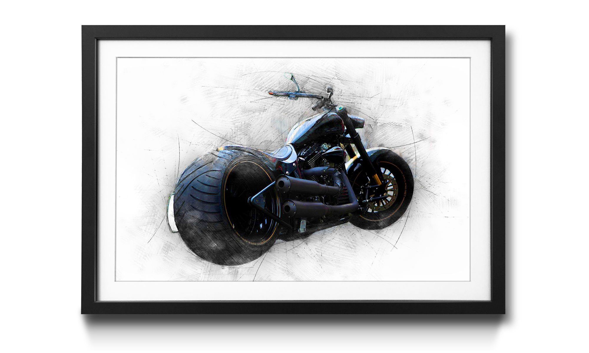 WandbilderXXL Bild mit Big Motorrad, erhältlich Rahmen 4 Wandbild, Größen in Wheel