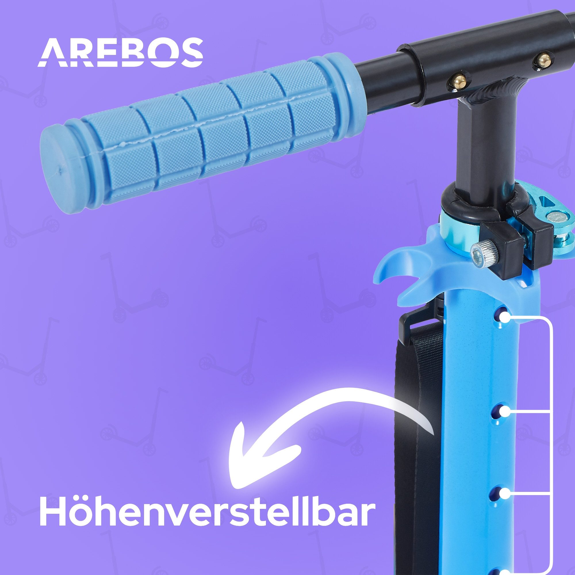 Arebos Tretroller klappbar höhenverstellbar 78–93 cm, ab 6 Jahre, 100 kg, 0 W, Fahrspaß überall: ideal für Schule, Freizeit oder kurze Wege