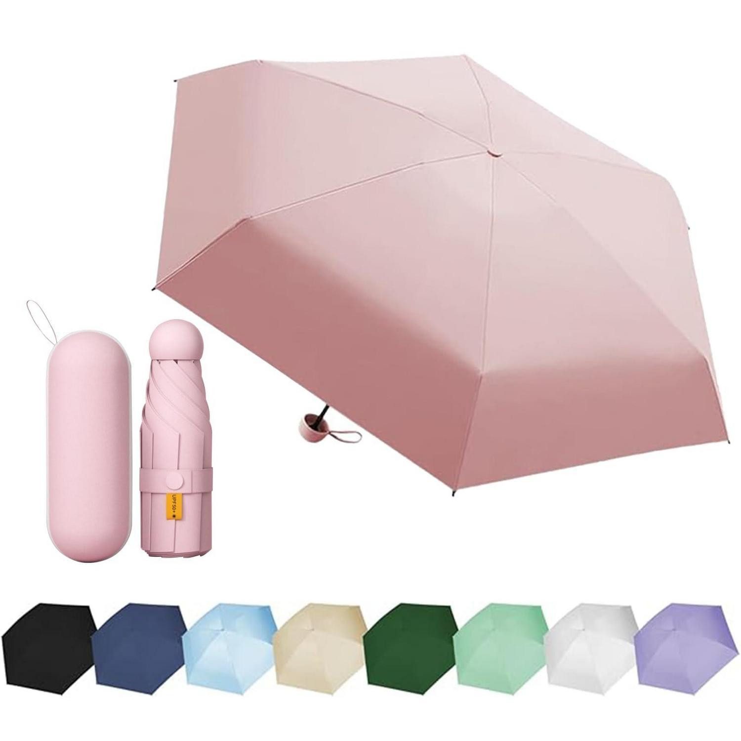 LuxusKollektion Taschenregenschirm Mini-Regenschirm Sonnenschutz faltbar hellrosa