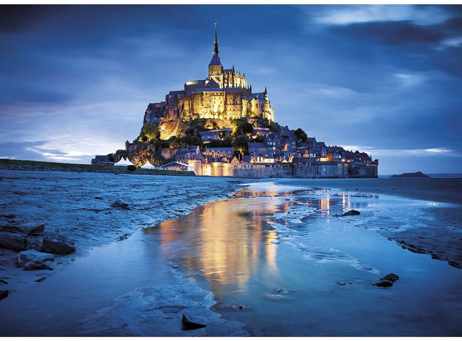 Clementoni® Puzzle Puzzle - Le Mont Saint-Michel (fluoreszierend, 1000 Teile), 1000 Puzzleteile, leuchtet