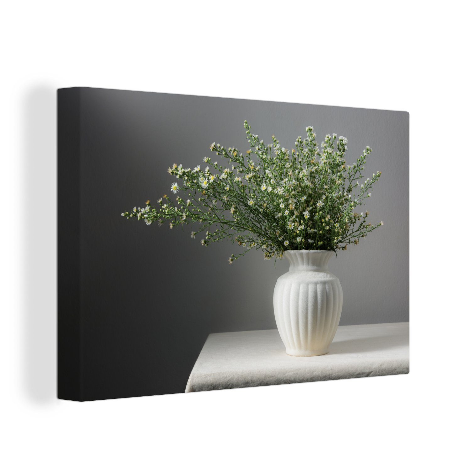 Vase Blumen, Stilleben cm Leinwandbilder, Leinwandbild - Aufhängefertig, (1 Wanddeko, St), - Wandbild 30x20 OneMillionCanvasses®