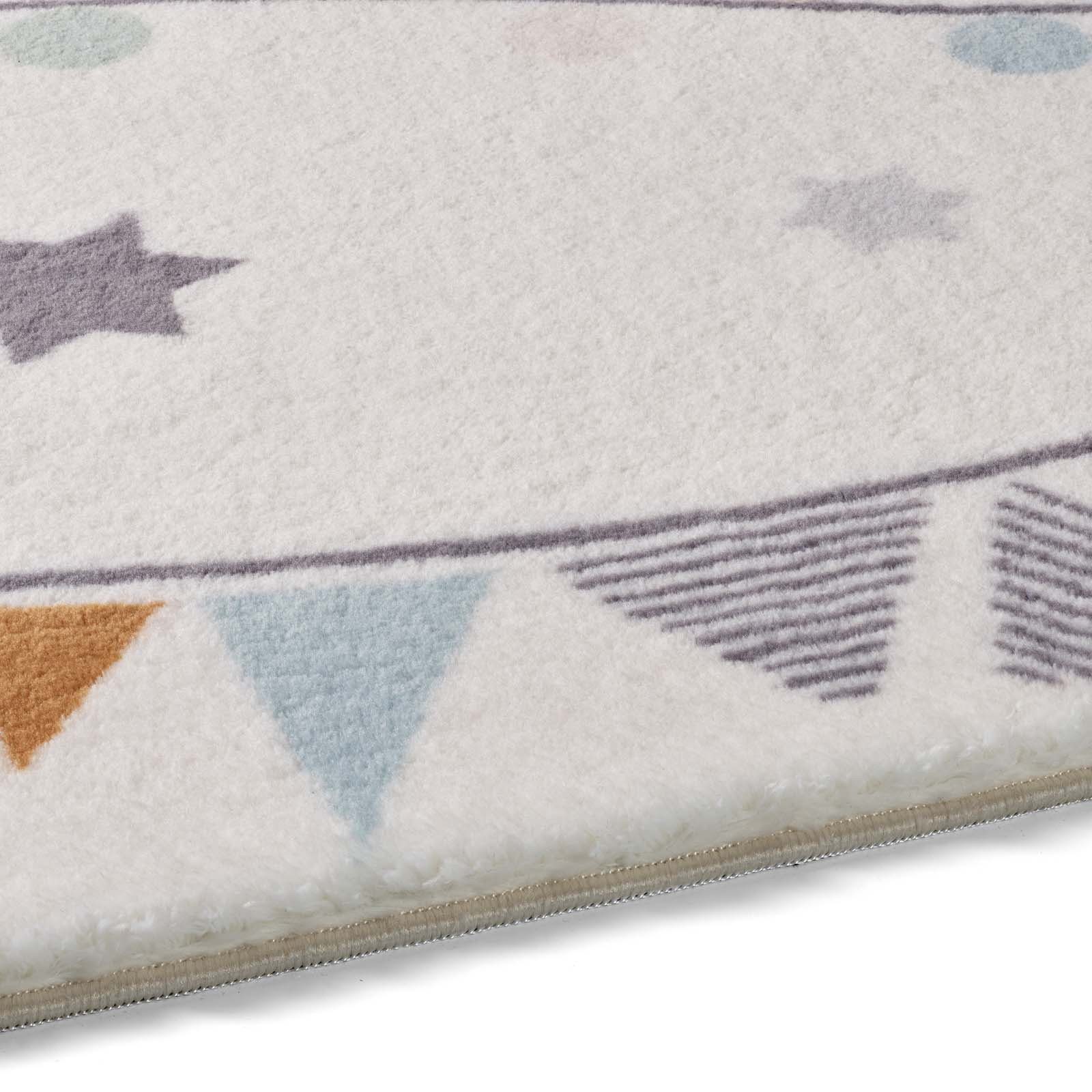 TaraCarpet Kinderteppich Kinderzimmerteppich Soft Kids kuschelig weich in verschiedenen Designs, rechteckig, Höhe: 18 mm, Sterne Punkte hell Kinderzimmer Babyzimmer Junge Mädchen 80X150