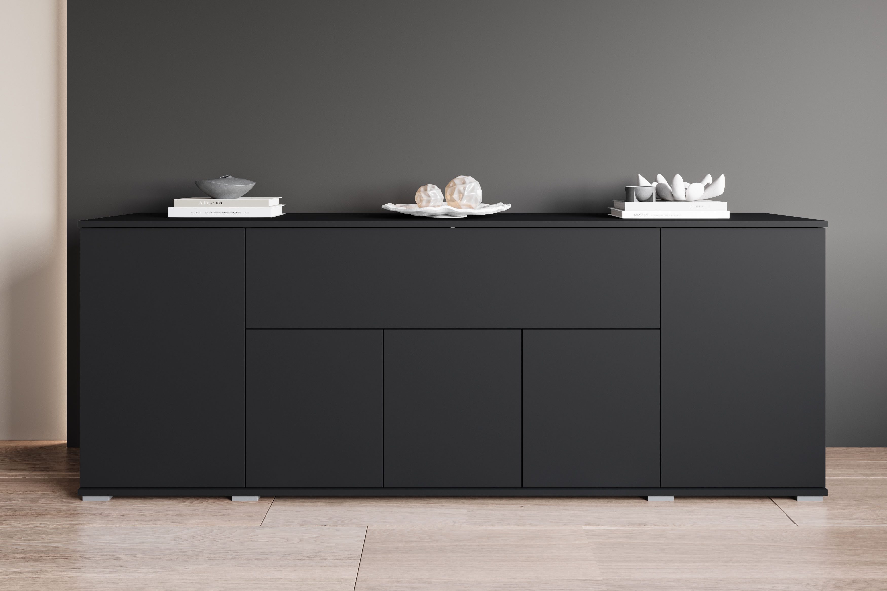 OTTO home Sideboard Kenia, B/H/T: 180 x 68 x 39,5 cm (1 St), Push-to-Open, Klappe und verstellbare Einlegeböden
