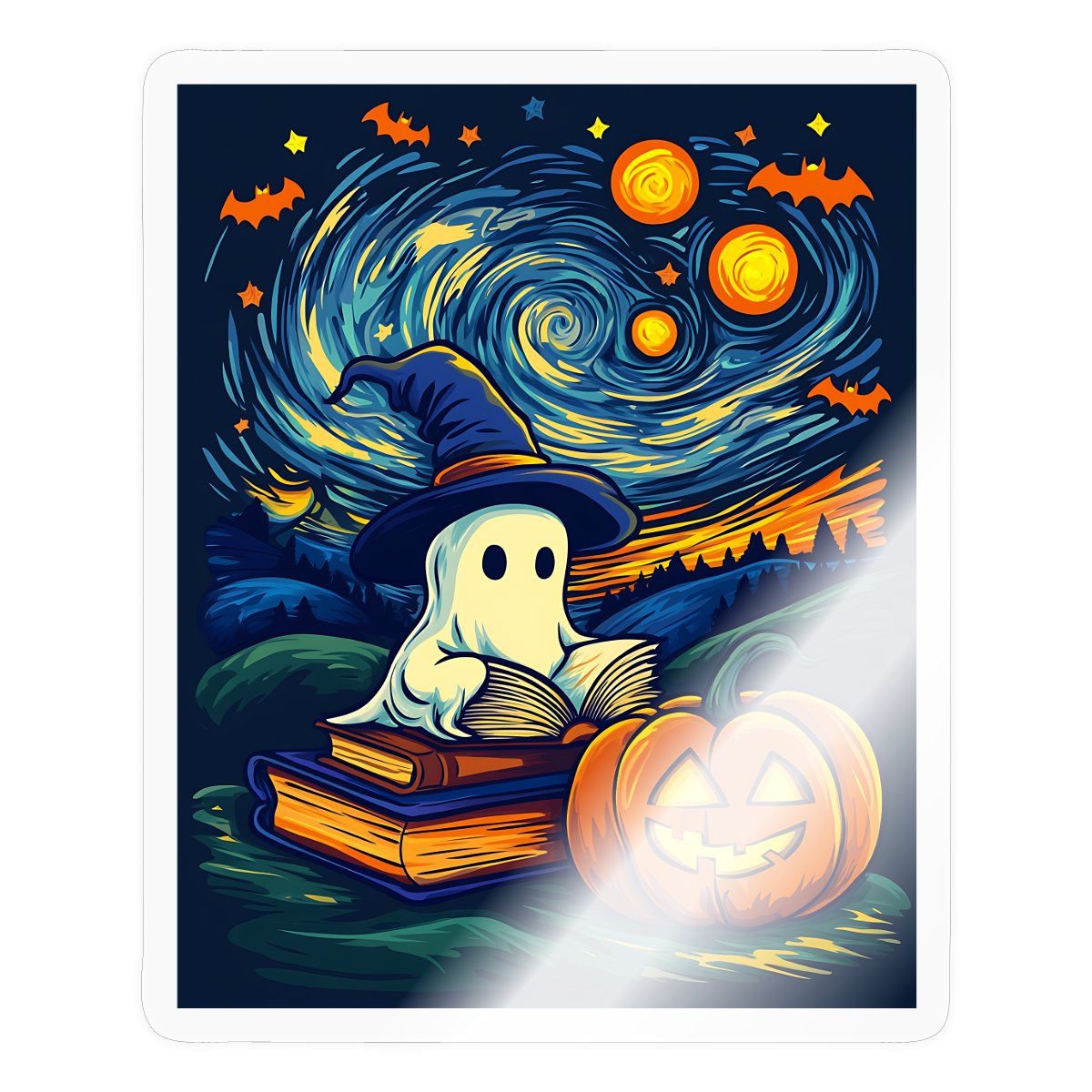 Spreadshirt Aufkleber Halloween Geist Sternennacht Sticker Aufkleber