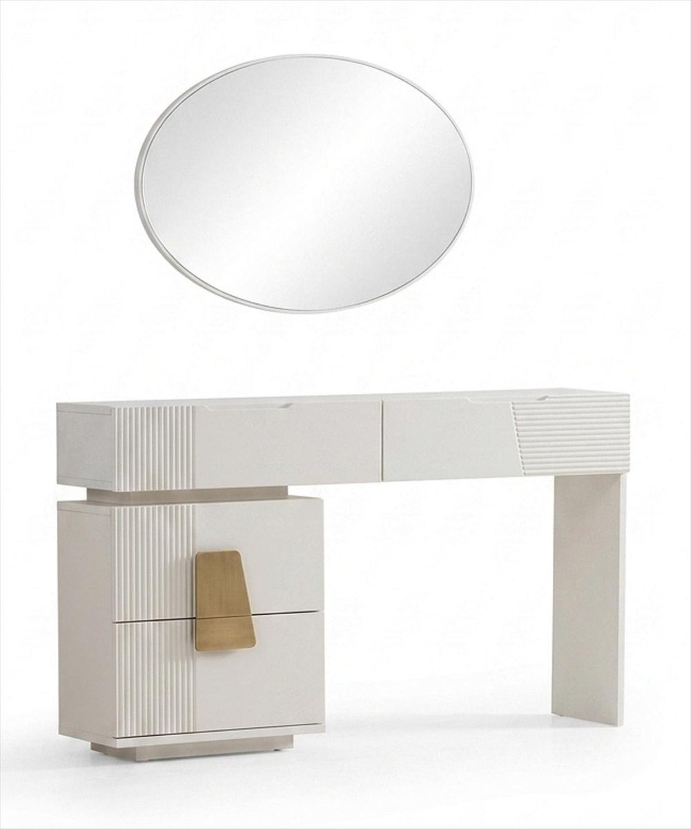 JVmoebel Schminktisch Kommode Beige Spiegel Modern Holz Schlafzimmer Design, Made in Europa