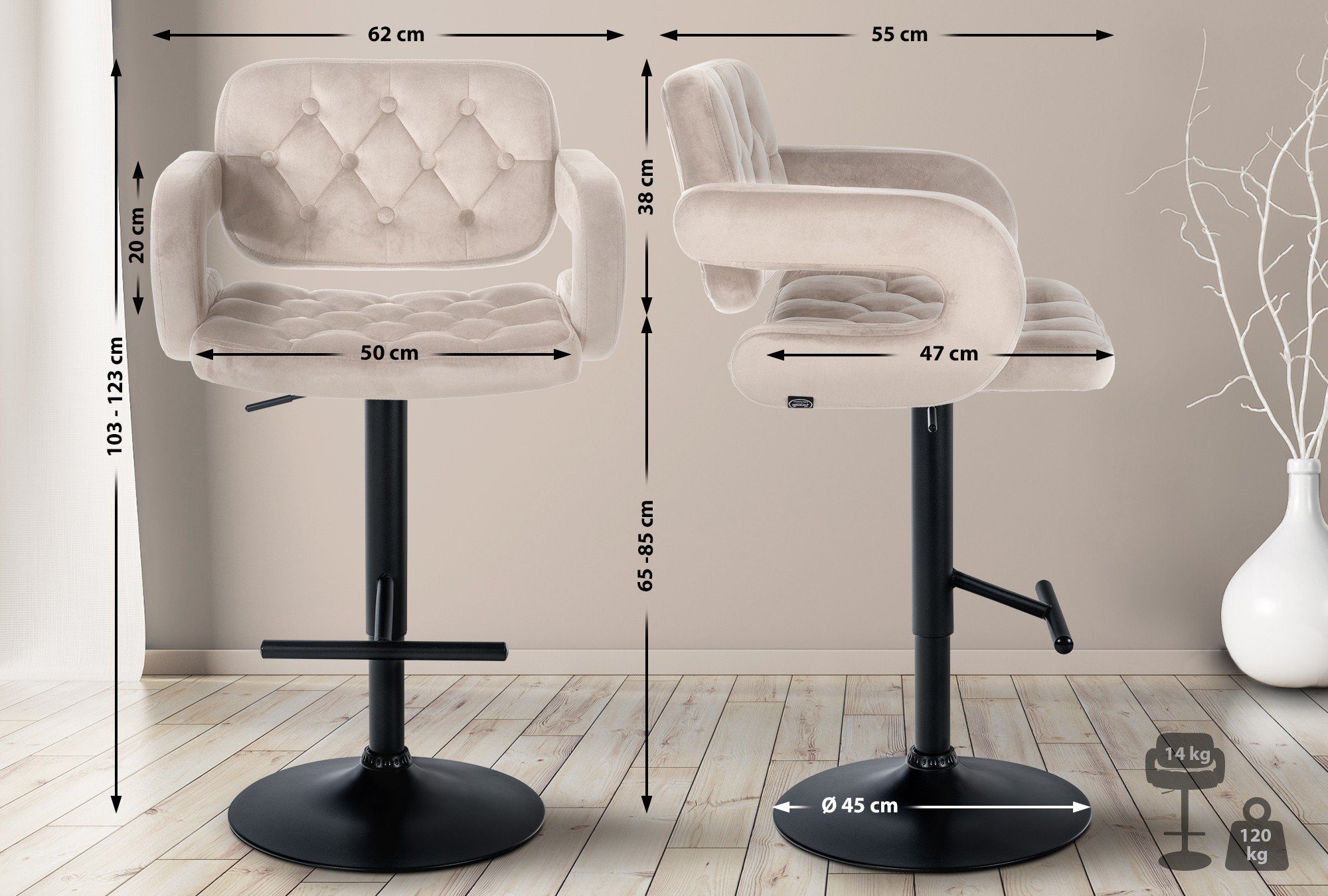 CLP Barhocker Dublin Samt, drehbar und günstig online kaufen