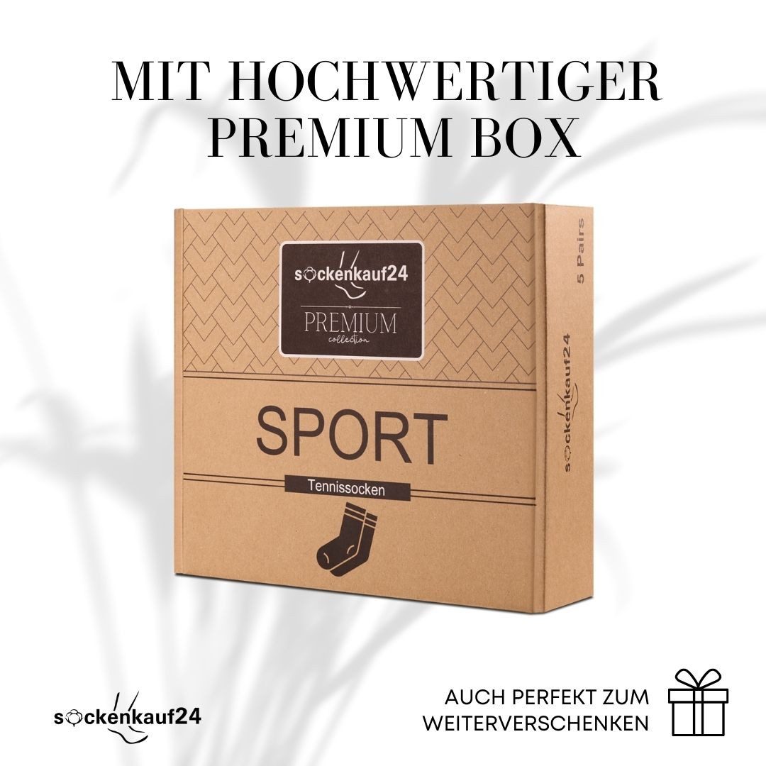sockenkauf24 Tennissocken Sportsocken Damen & Herren Atmungsaktive Premium Crew Socken (5 Paar) verstärkte Ferse & Fußspitze, gepolsterte Sohle, Baumwolle