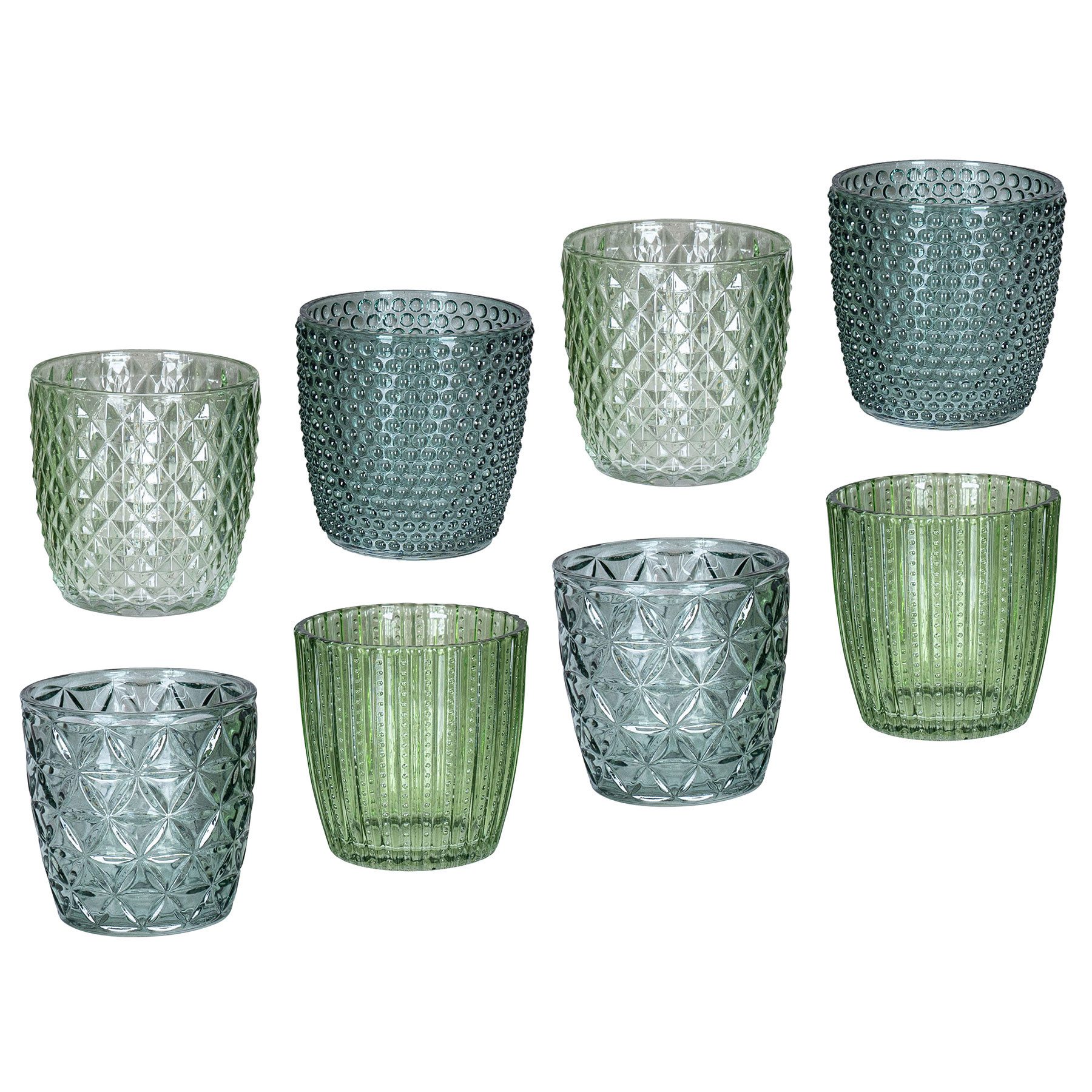 Levandeo® Teelichthalter, 8er Set Windlicht H7,5cm Glas Grün Teelichthalter Tischdeko Kerzen