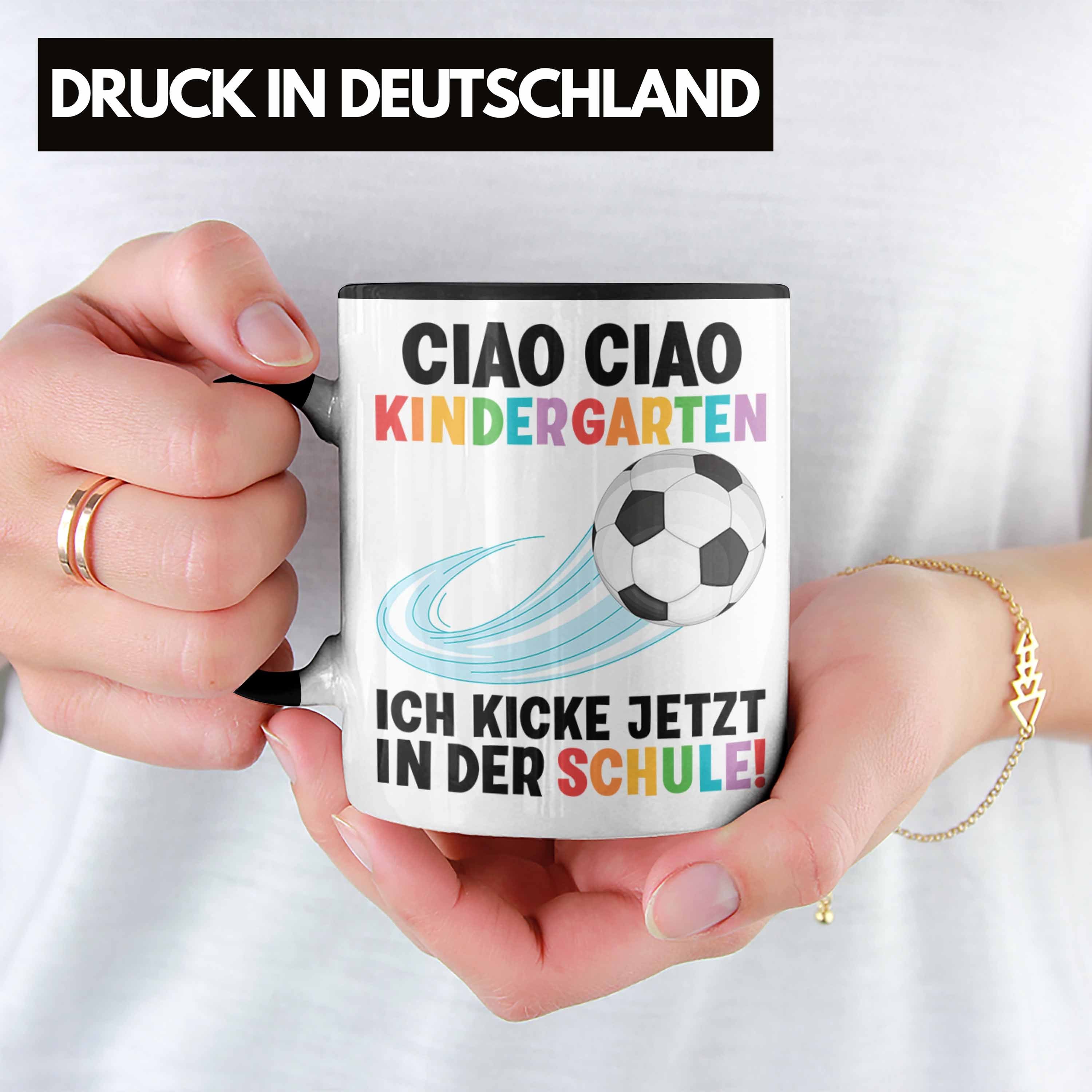 Geschenkidee Trendation 2022 Fußball Schultag Schulstart 1. für Schultüte Füllung Schwarz - Schulanfang Tasse Tasse Junge Einschulung Trendation Schuleinführung Schulkind Geschenk