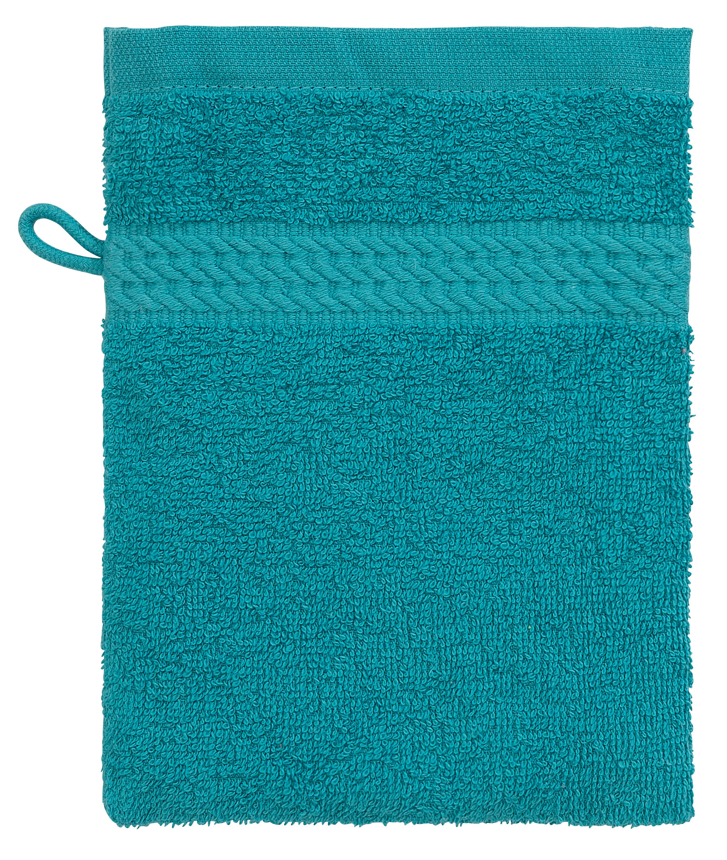 OTTO home Waschhandschuh Juna, 6 Waschhandschuhe 16x21, 100% Baumwolle, Set und als Serie, (6-St), Handtuch-Set, mit Bordüre, Handtücher in Uni-Farben, weich