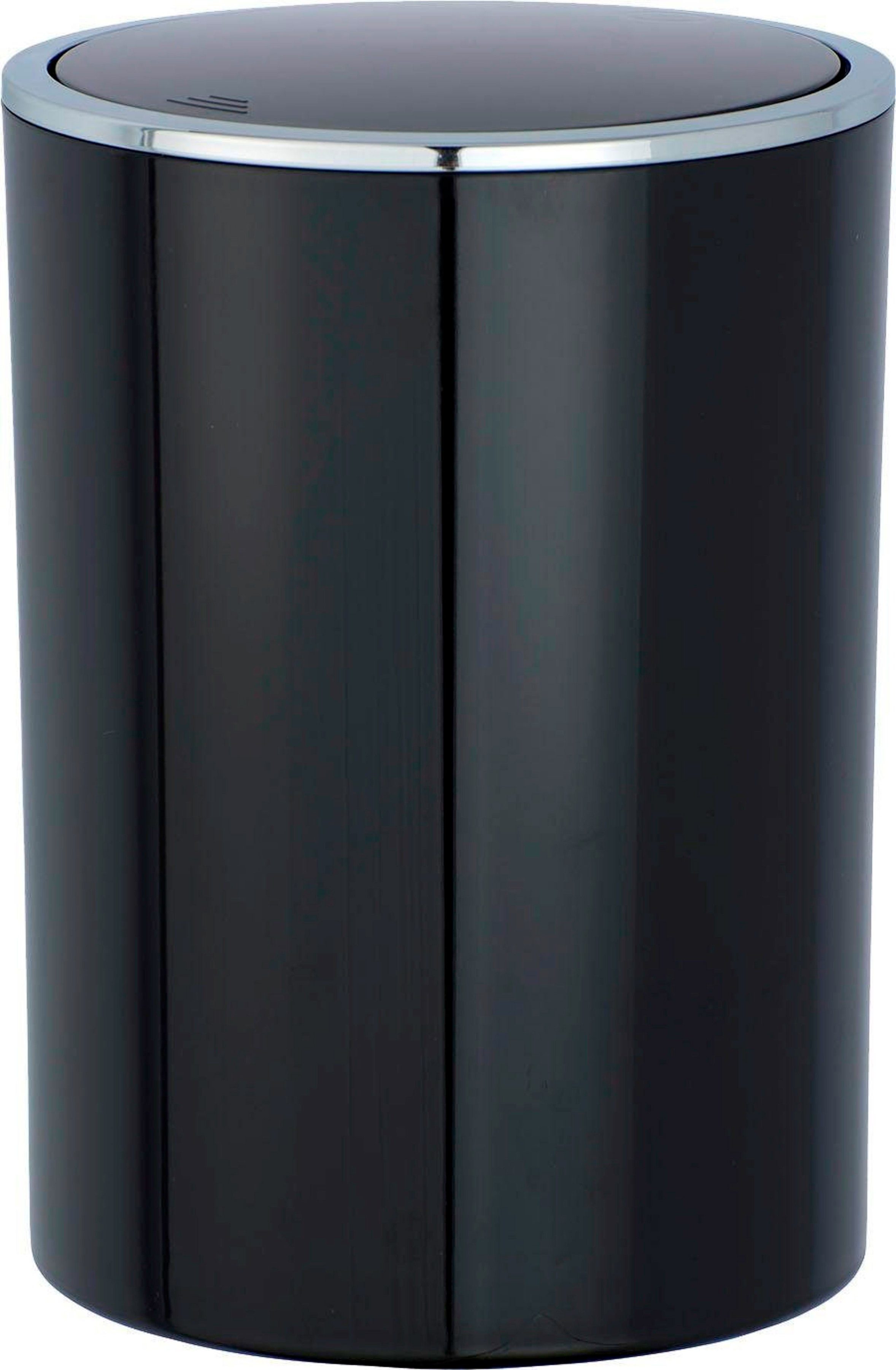 WENKO Mülleimer Inca, 5 Liter schwarz/chromfarben