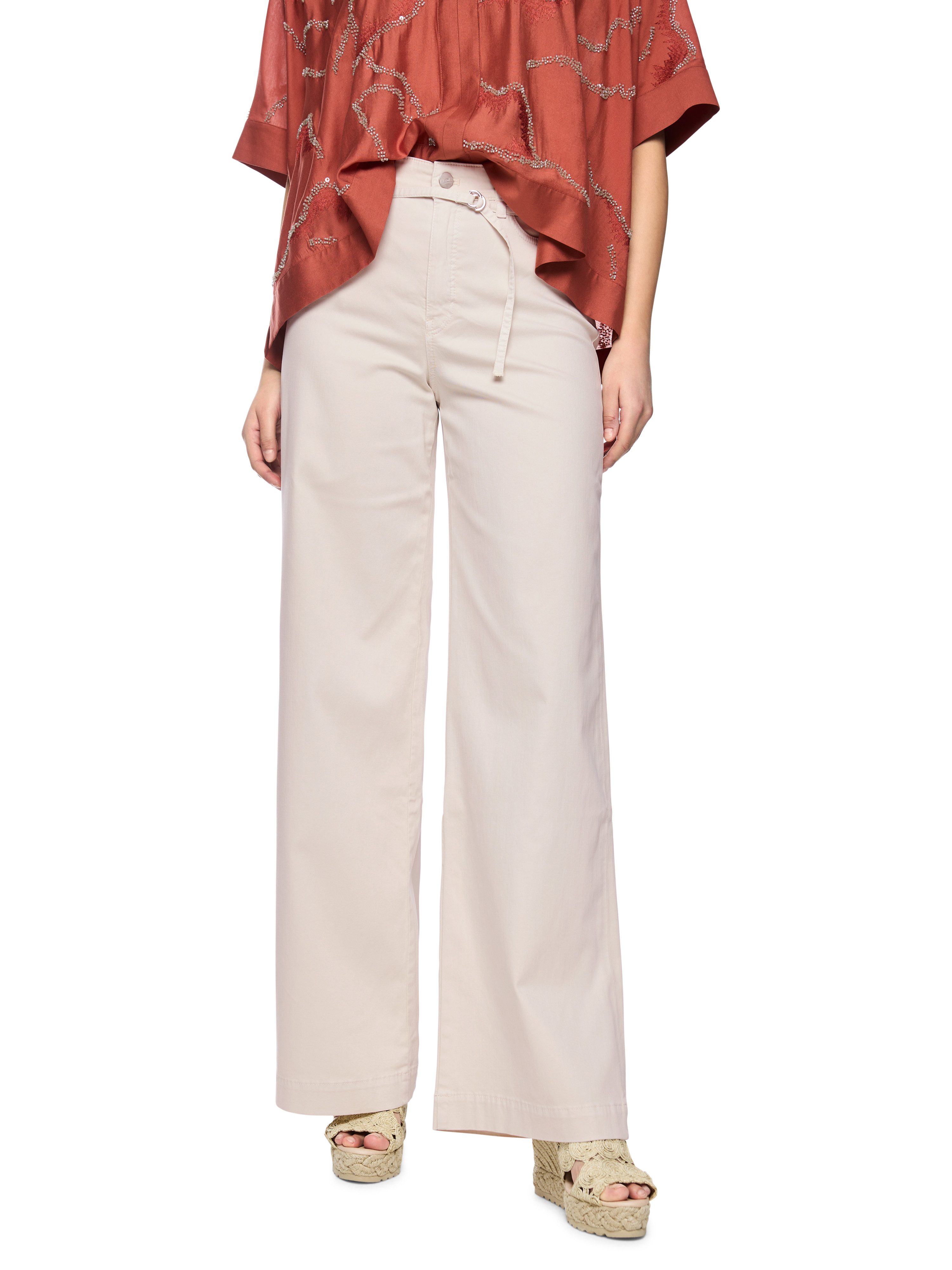 Marc Cain Weite Jeans Blazing Sun Premium Damenmode Model: WARRI mit Gürteldetail, high waist, Länge 34