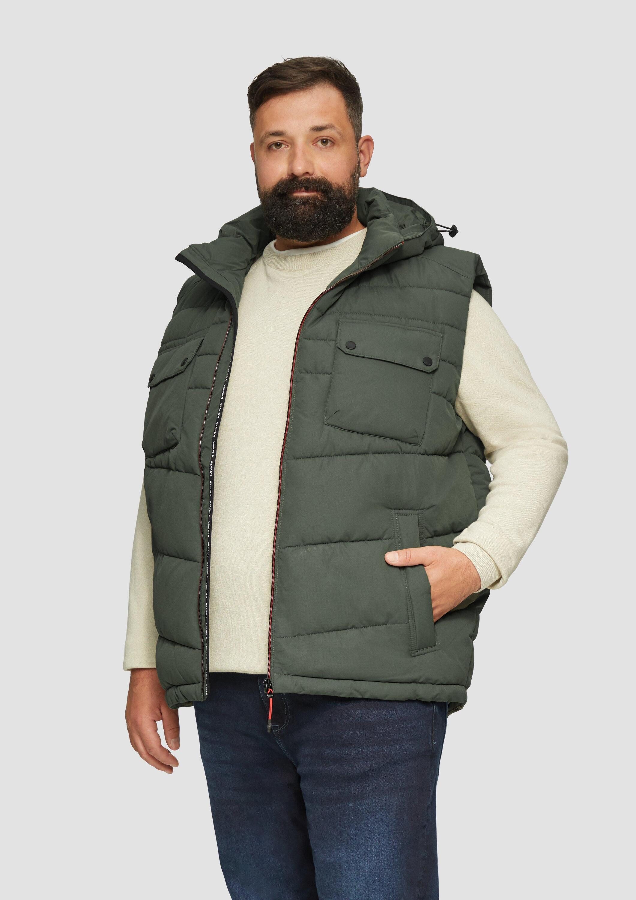 s.Oliver Outdoorjacke Outdoor-Weste Gesteppte Weste mit abnehmbarer Kapuze