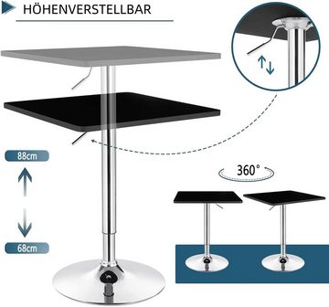 Woltu Bartisch, Bartisch höhenverstellbar Metall & Holz in Schwarz & Grau