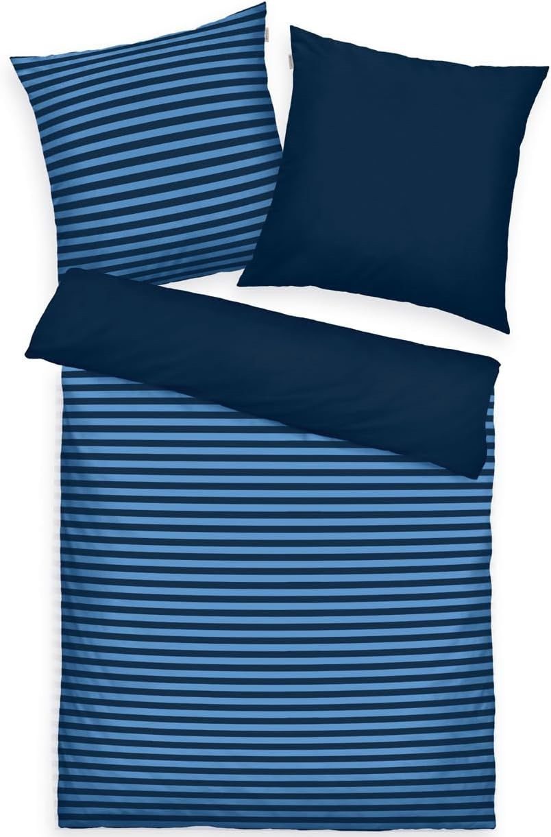 TOM TAILOR Jugendbettwäsche Tom Tailor Wendebettwäsche Blau Baumwolle 135 x 200 80 x 80 cm, 100% Baumwolle, Wendemotiv, 60° Wäsche, Atmungsaktiv