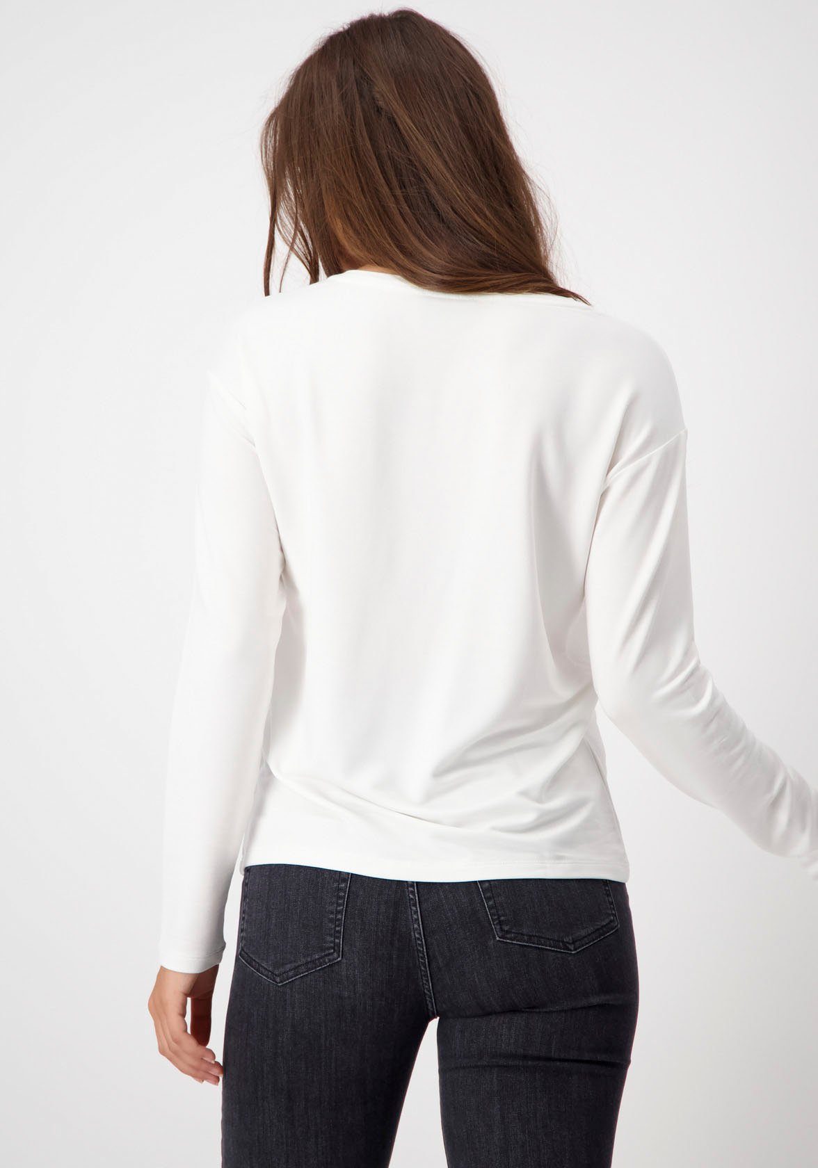 Monari Print-Shirt Shirt tonigen + glänzenden in Leopardenmuster Karo Leo off-white
