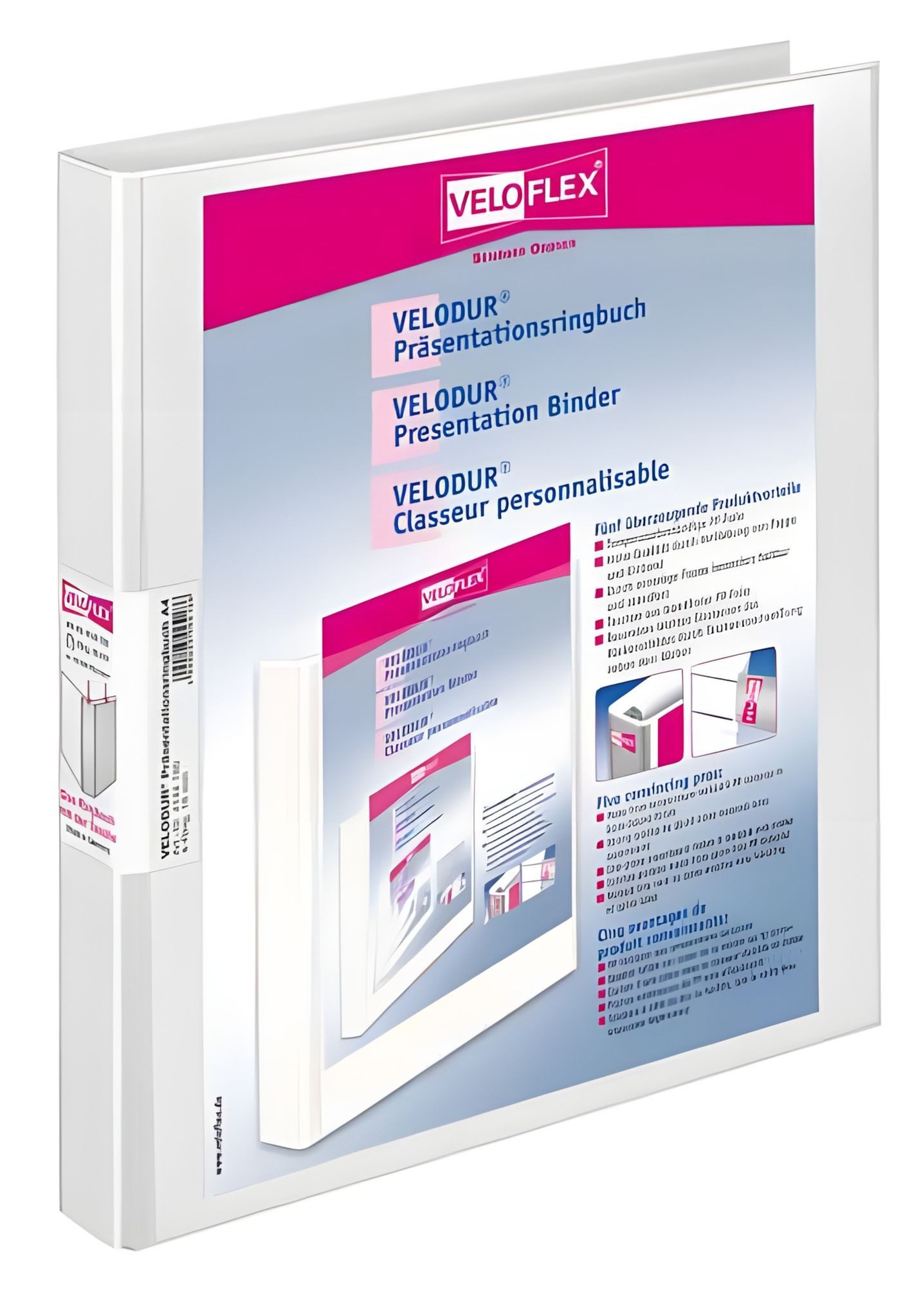 VELOFLEX Ringbuchmappe VeloflexVELODUR-Ringbuch A4 weiß 4-Ring 15 mm