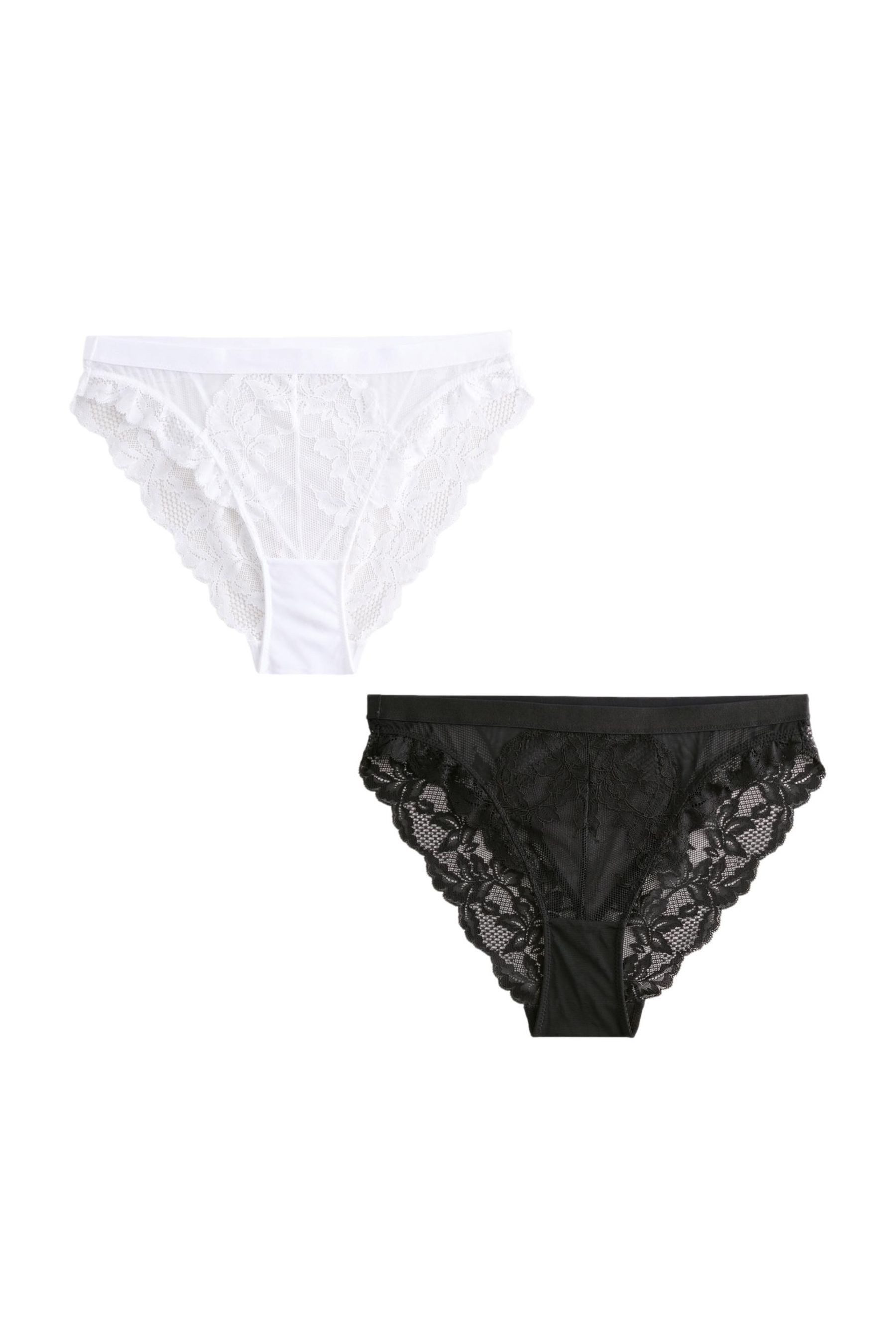 Slip Spitzenslips im 2er-Pack, hoher Beinschnitt
