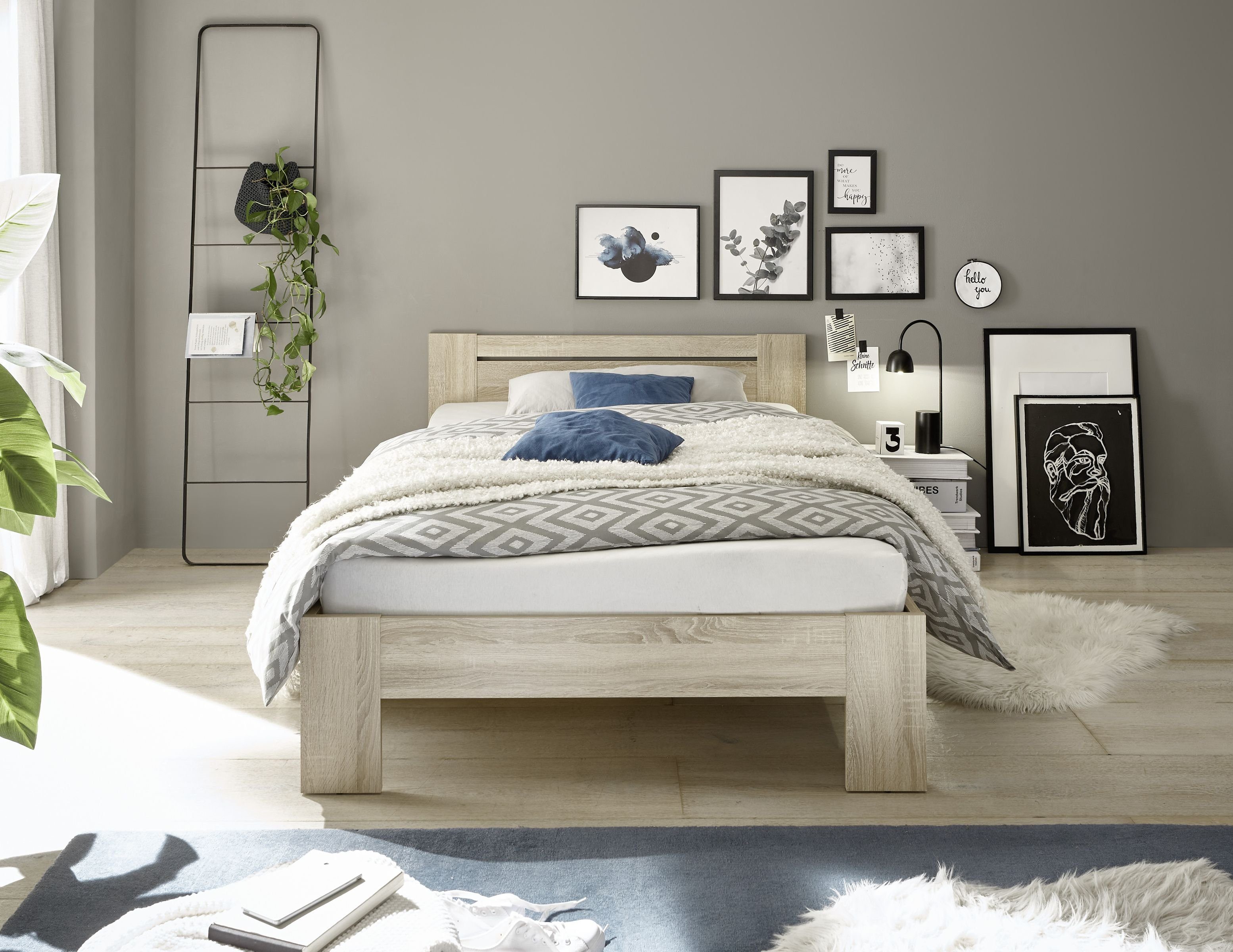 Pol-Power Bett in Eiche Sonoma. Abmessungen (BxHxT) 125x71x204 cm