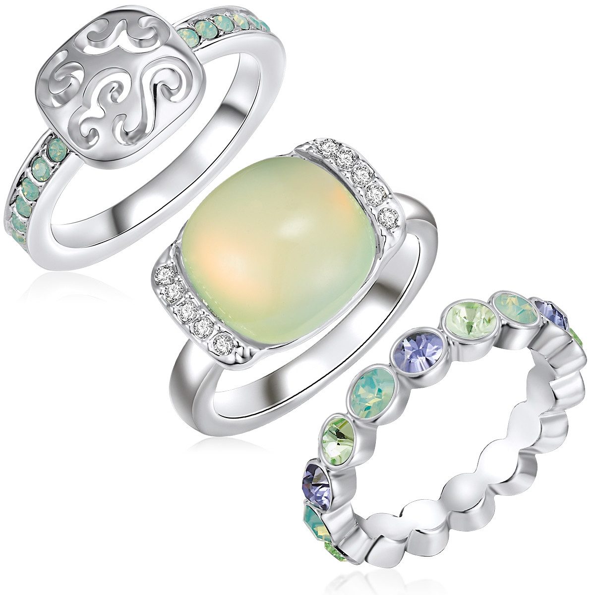 Lulu & Jane Fingerring AV162 (1-tlg), verziert mit Kristallen von Swarovski®
