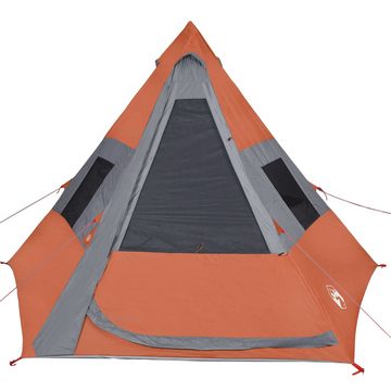 vidaXL Vorzelt Campingzelt 7 Personen Grau Orange 350x350x280 cm 185T Taft