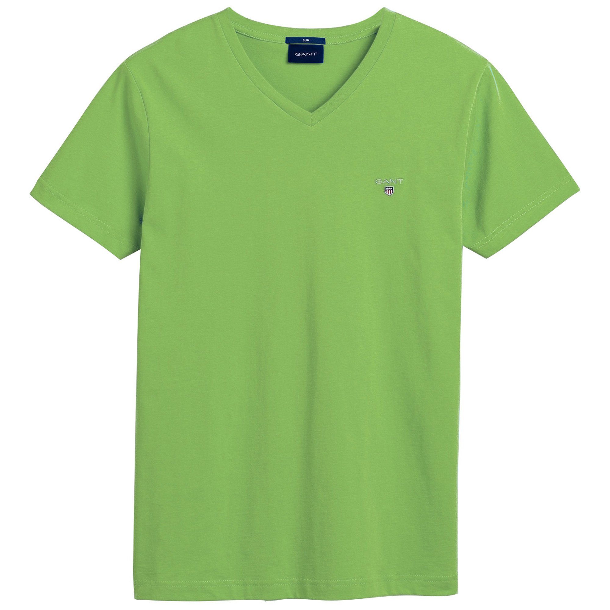 Gant Original - T-Shirt Hellgrün V-Neck Slim T-Shirt Herren T-Shirt