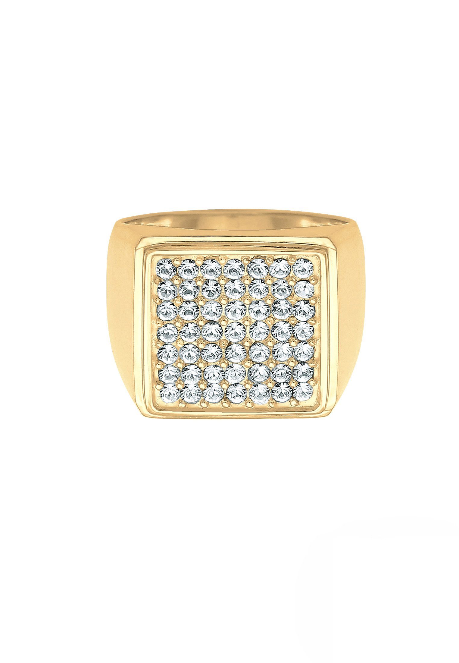 Elli Premium Siegelring Siegelring Geo Kristalle 925 Silber