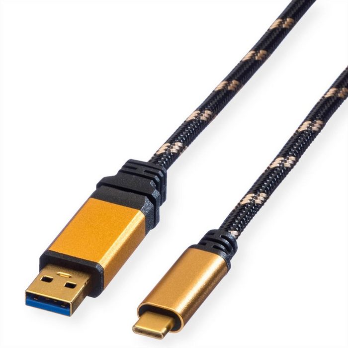 ROLINE GOLD USB 3.2 Gen 1 Kabel A-C ST/ST USB-Kabel USB 3 Typ A Männlich (Stecker) USB Typ C (USB-C) Männlich (Stecker) (50.0 cm) Retail Blister