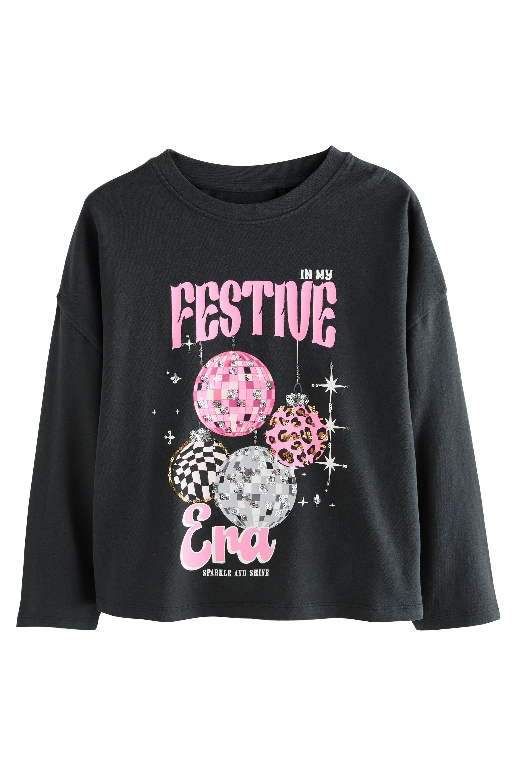 Langarmshirt Pailletten-Shirt