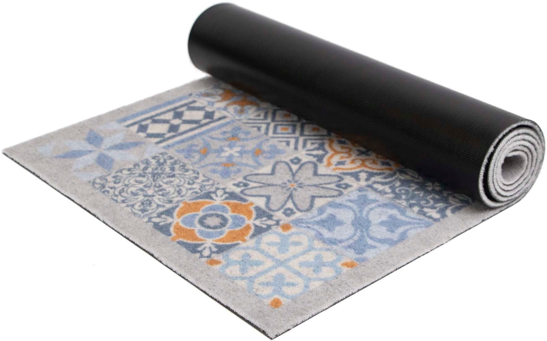 Küchenläufer MOROCCAN TILES, Primaflor-Ideen in Textil, rechteckig, mm, waschbar rutschhemmend, 6,5 Fliesen Design, Ornamente, cm, 50x150 Höhe