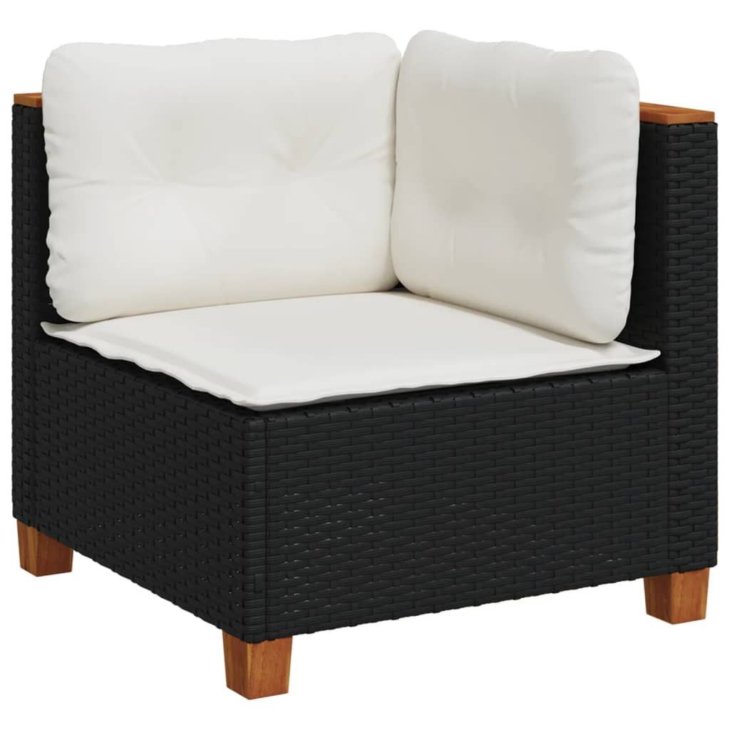 vidaXL Loungesofa Garten-Ecksofa mit Kissen Schwarz günstig online kaufen