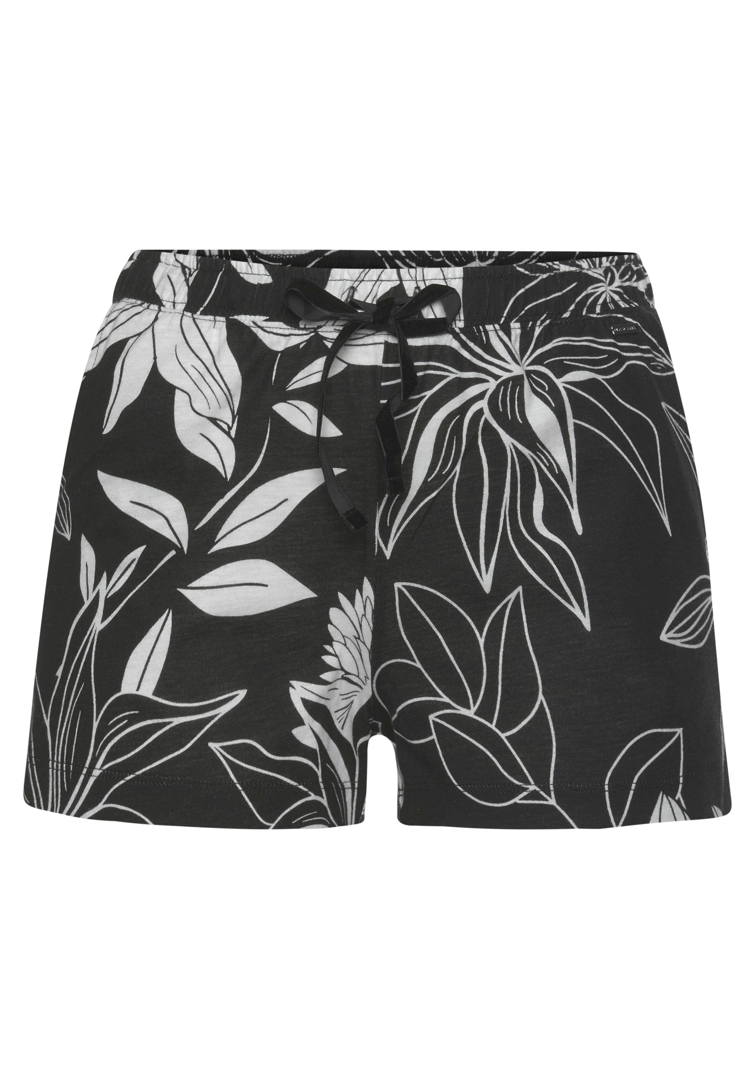 LASCANA Schlafshorts mit Druck floralem schwarz-allover-geblümt